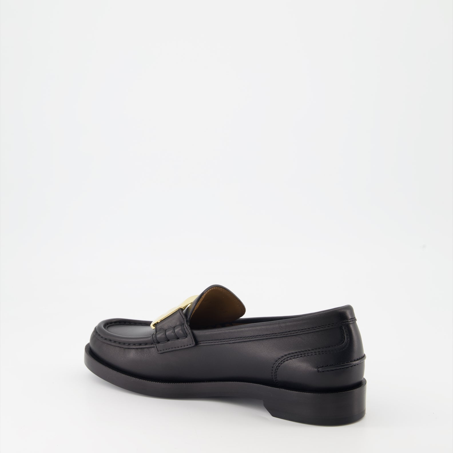 Fendi moccasins, black leather shoes, luxury footwear, Baguette detail, elegant loafers