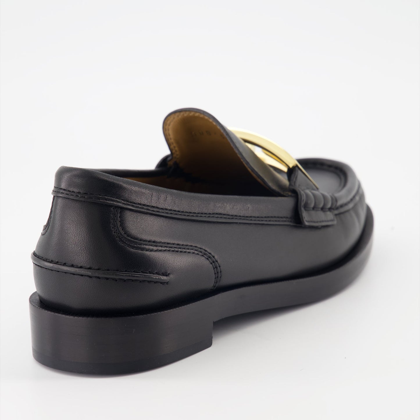 Fendi moccasins, black leather shoes, luxury footwear, Baguette detail, elegant loafers