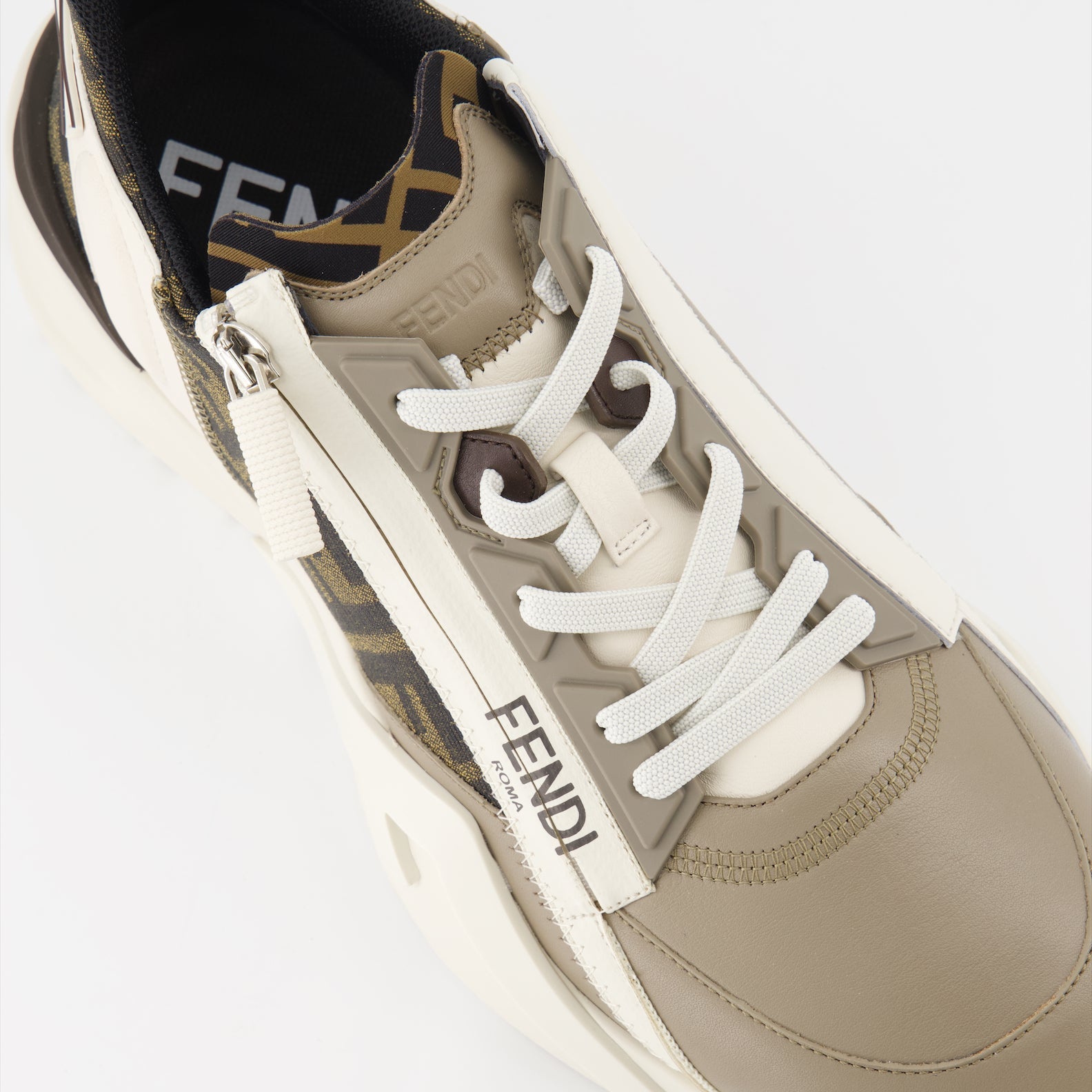 Fendi sneakers, luxury men's shoes, beige sneakers, Fendi Flow, stylish men's footwear