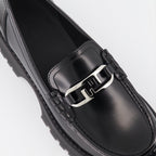 Fendi moccasins, luxury leather shoes, men's black moccasins, designer footwear, Fendi O'Lock