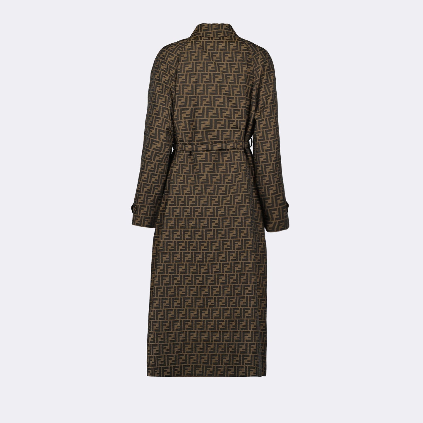 Fendi trench coat, luxury outerwear, FF pattern coat, designer trench, high-end fashion coat