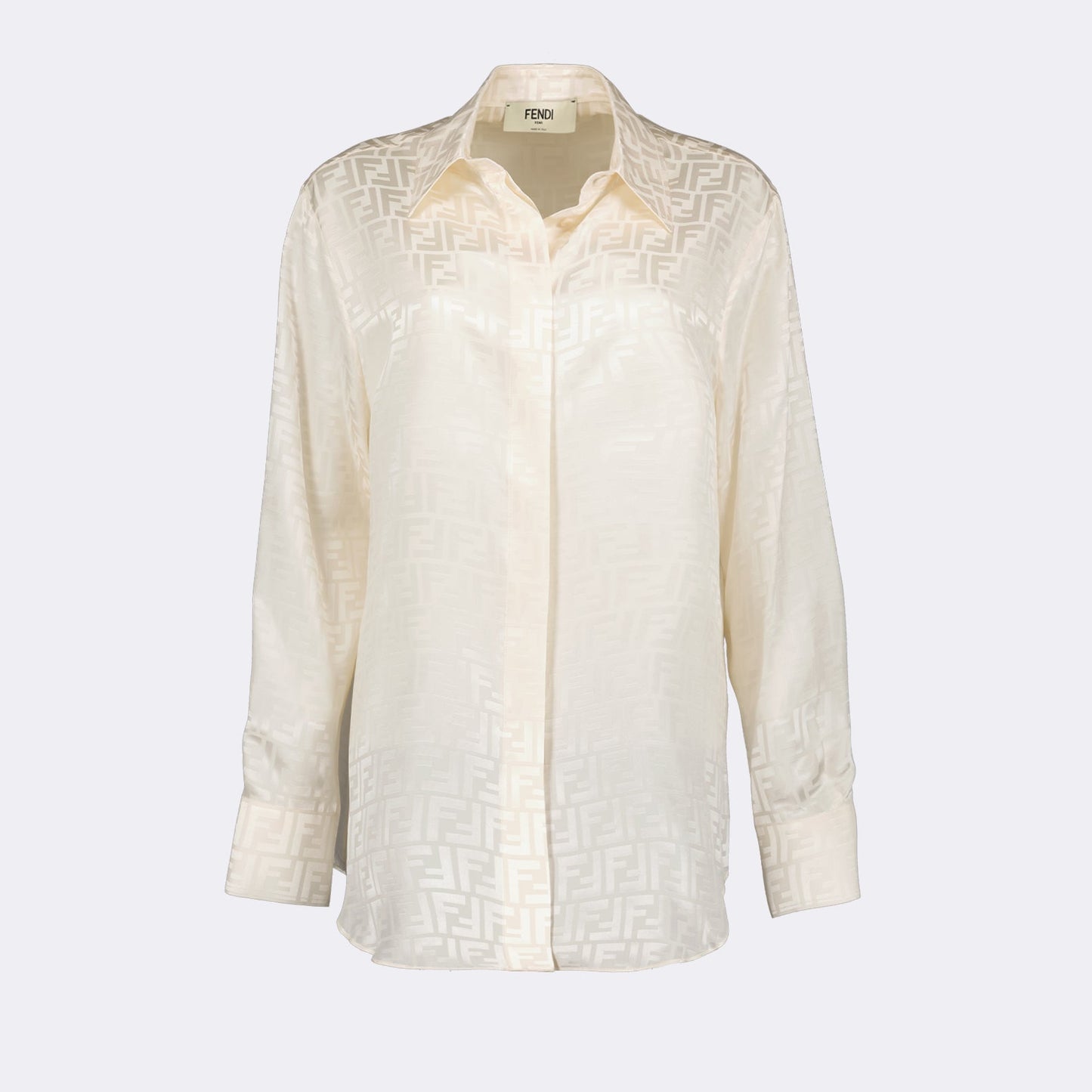 Fendi silk shirt, Women's luxury fashion, FF motifs, Designer silk blouse, Elegant women's shirt