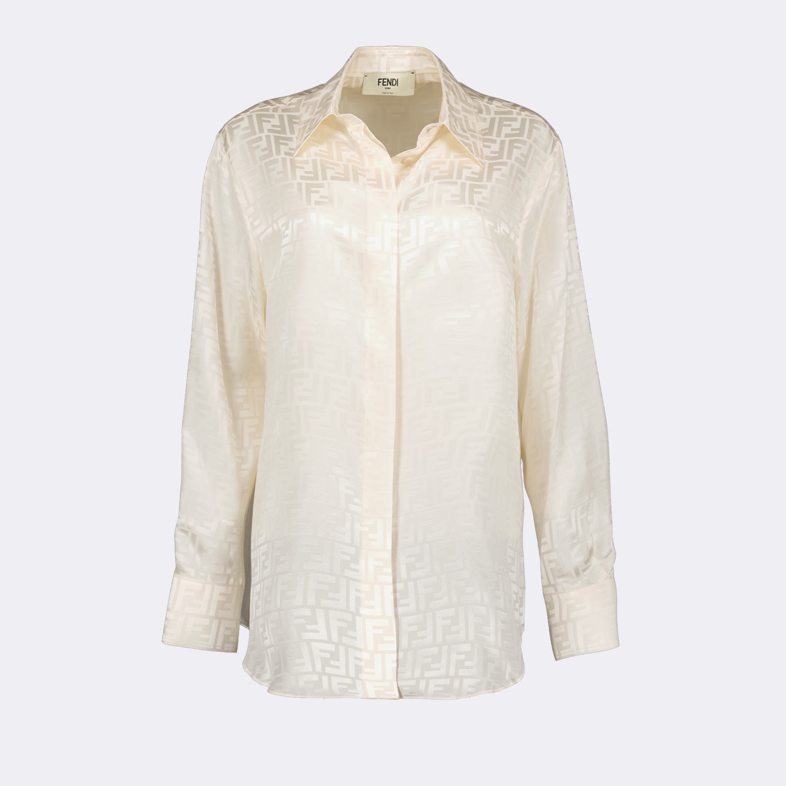 Fendi silk shirt, Women's luxury fashion, FF motifs, Designer silk blouse, Elegant women's shirt