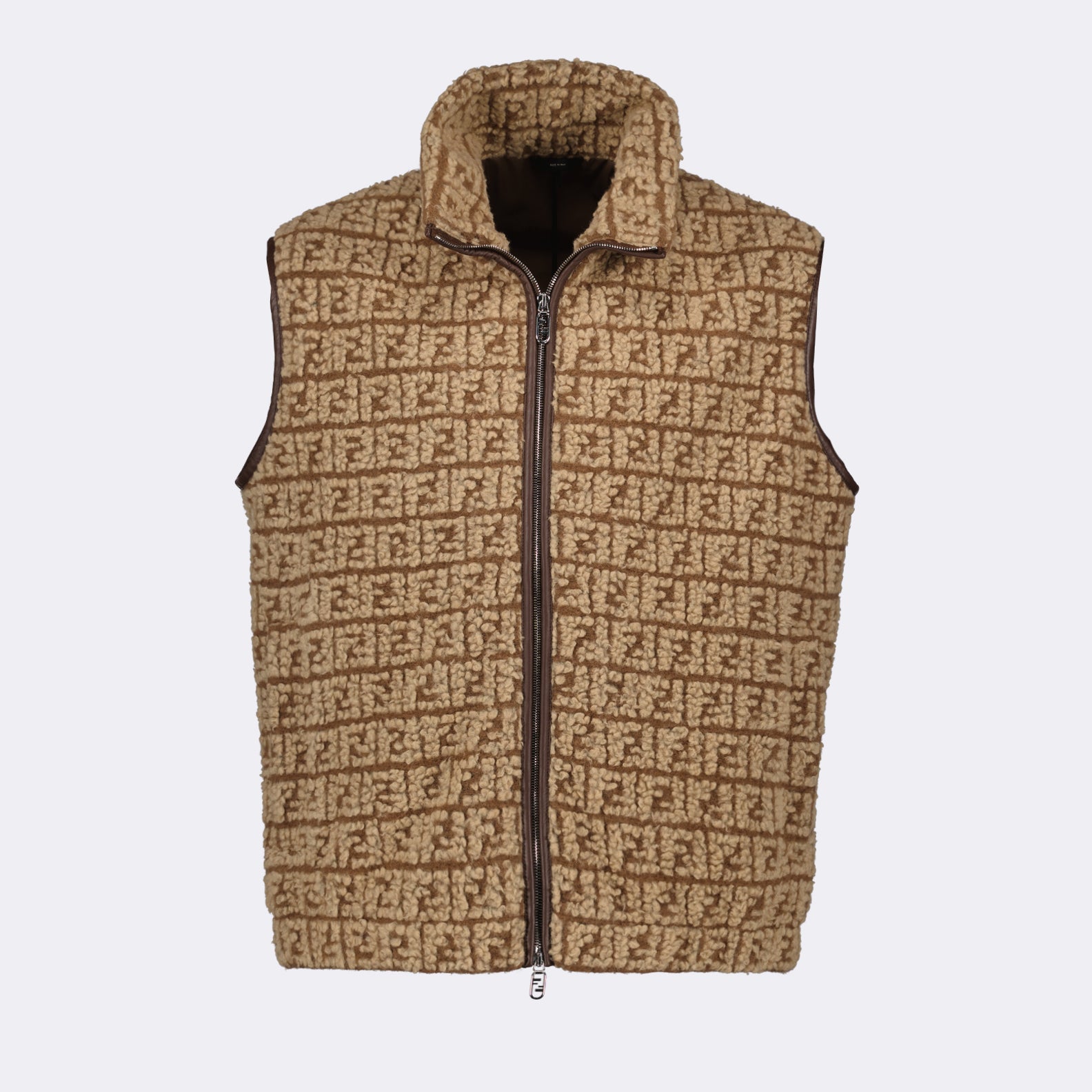 Fendi sleeveless jacket, luxury men's vest, teddy fabric jacket, high-end fashion, men's designer outerwear