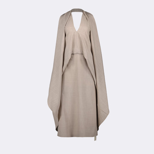 Fendi wool dress, luxury beige dress, elegant knit dress, high-end fashion, designer wool dress