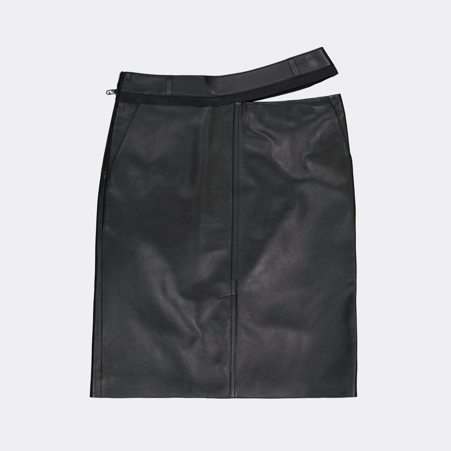 Fendi skirt, black leather skirt, luxury fashion, high-end skirt, designer leather skirt