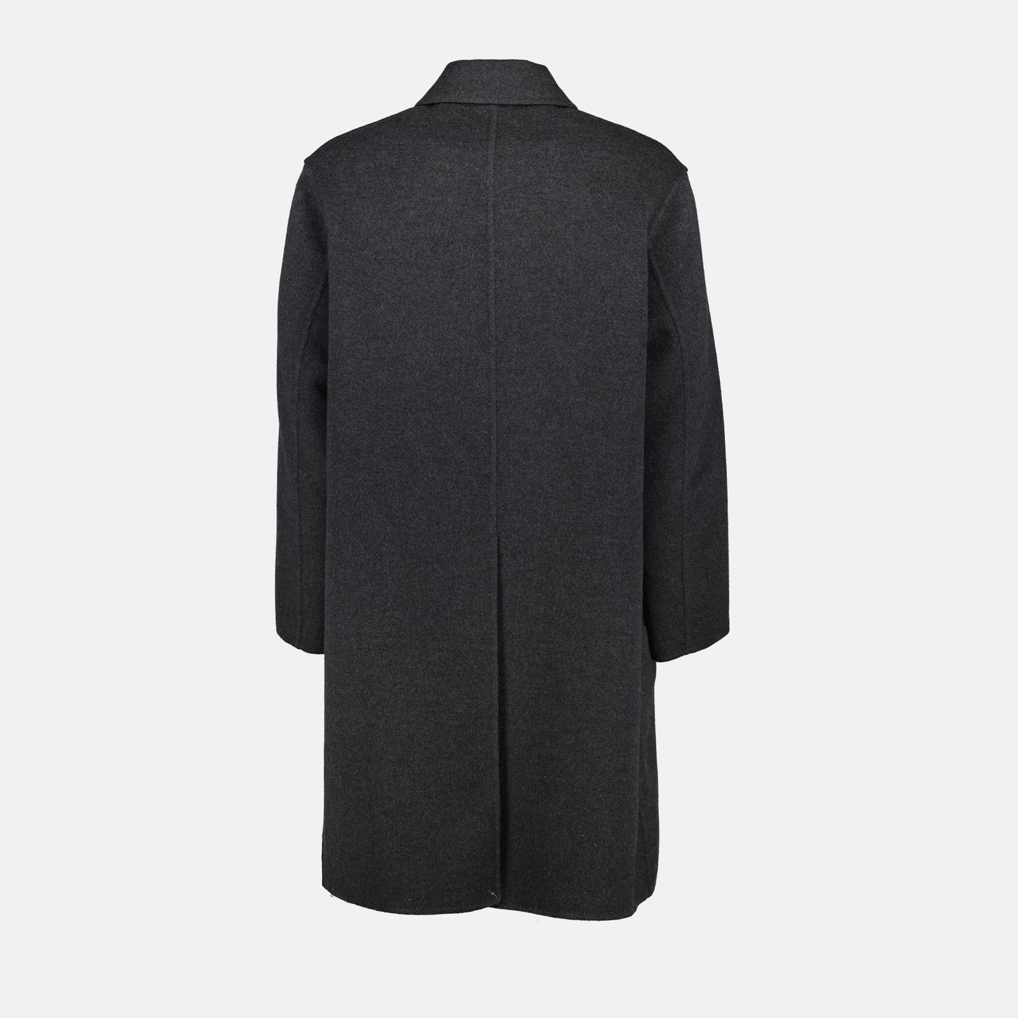 Gray wool overcoat, Fendi outerwear, luxury overcoat, O'Lock design, tailored wool coat