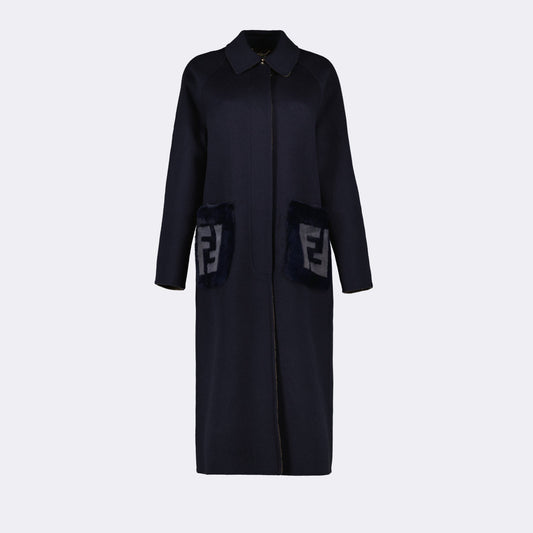 luxury coat, wool coat, Fendi coat, elegant outerwear, designer coat