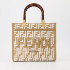 Fendi Sunshine Small Bag, luxury raffia bag, designer handbag, women's fashion accessory, high-end summer bag