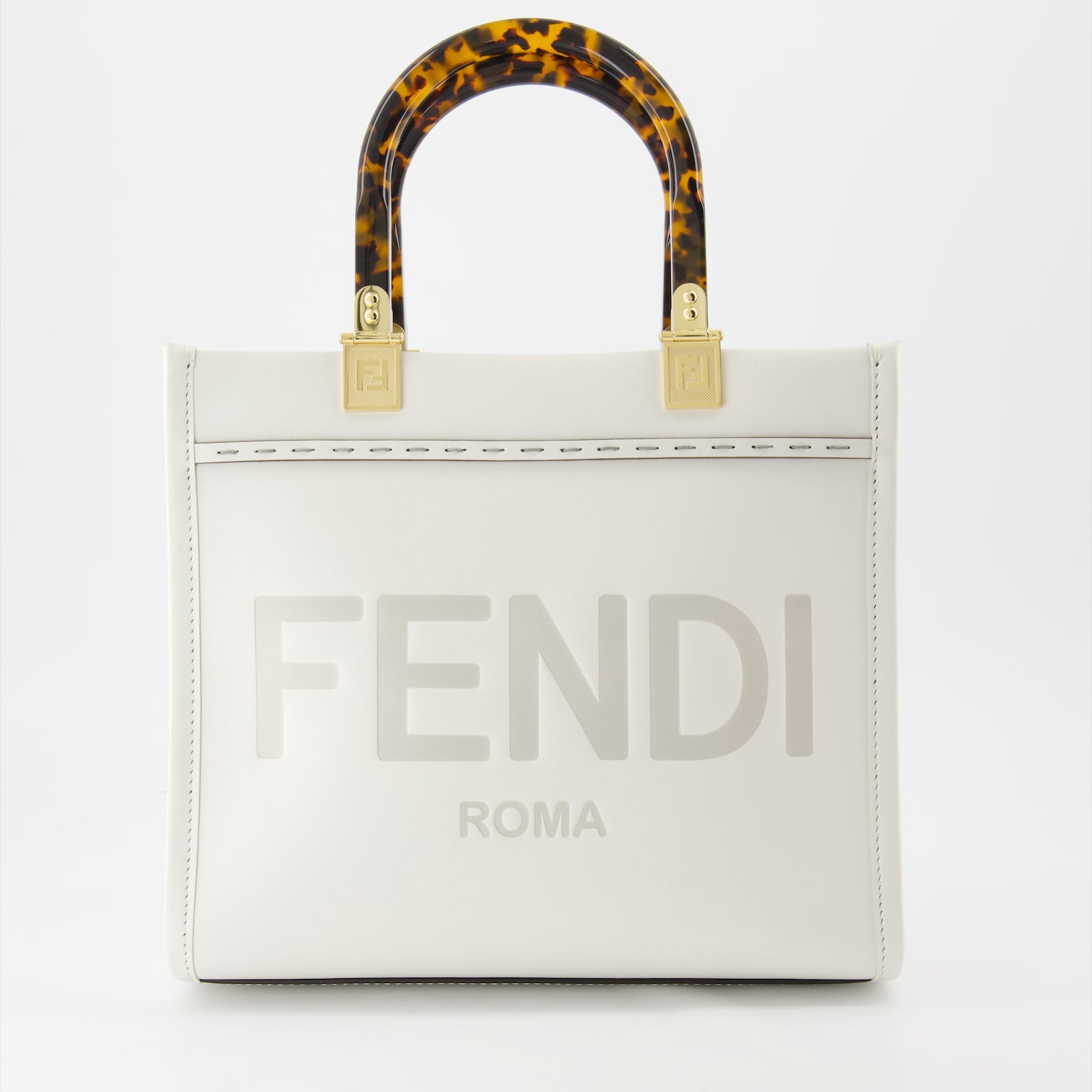 White Leather Tote, Fendi Bag, Luxury Handbag, Designer Tote, High-End Accessories