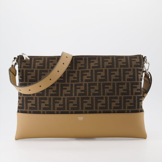 Fendi pouch, luxury men's accessories, FF monogram, canvas and leather pouch, designer men's clutch