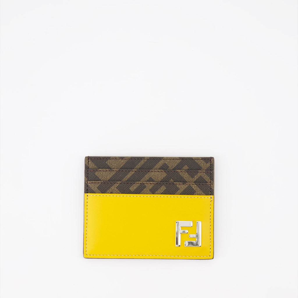 Fendi card holder, FF Squared Yellow, luxury men's accessory, designer card holder, Fendi men's fashion