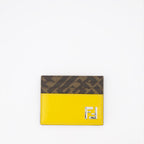 Fendi card holder, FF Squared Yellow, luxury men's accessory, designer card holder, Fendi men's fashion
