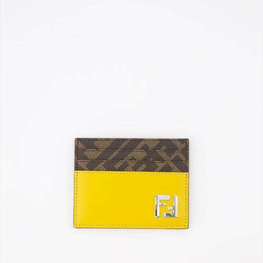 Fendi card holder, FF Squared Yellow, luxury men's accessory, designer card holder, Fendi men's fashion