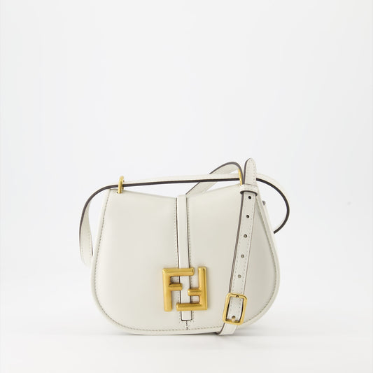 Fendi mini bag, white leather shoulder bag, luxury handbag, designer accessory, high-end fashion