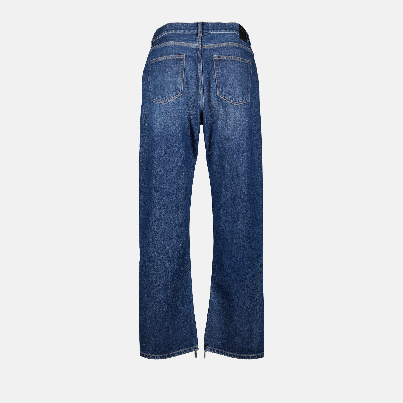 Skate jeans, blue denim, luxury casual wear, straight cut jeans, Off-White jeans