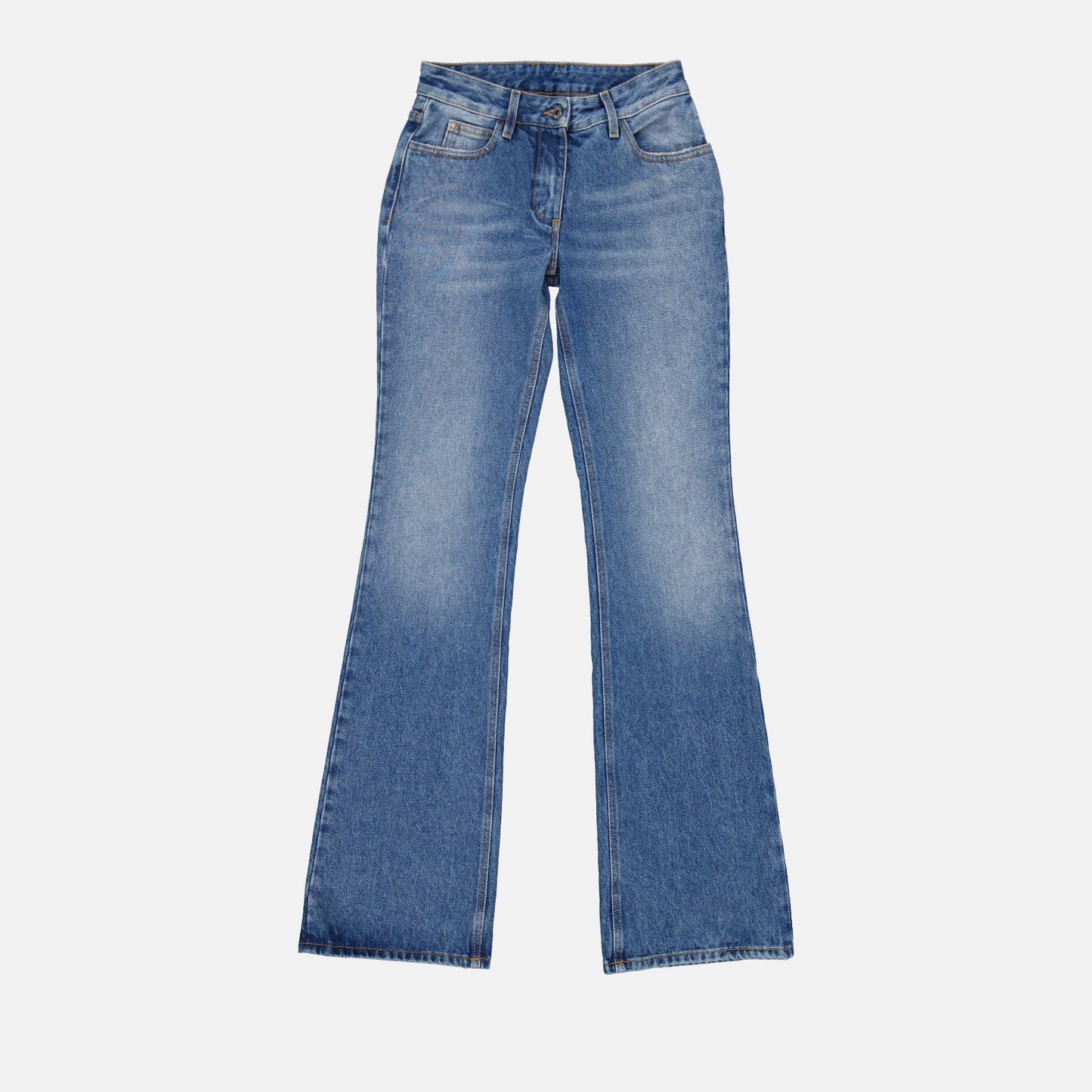 Flared Jeans, Washed Denim, Off-White Jeans, Luxury Denim, Trendy Jeans