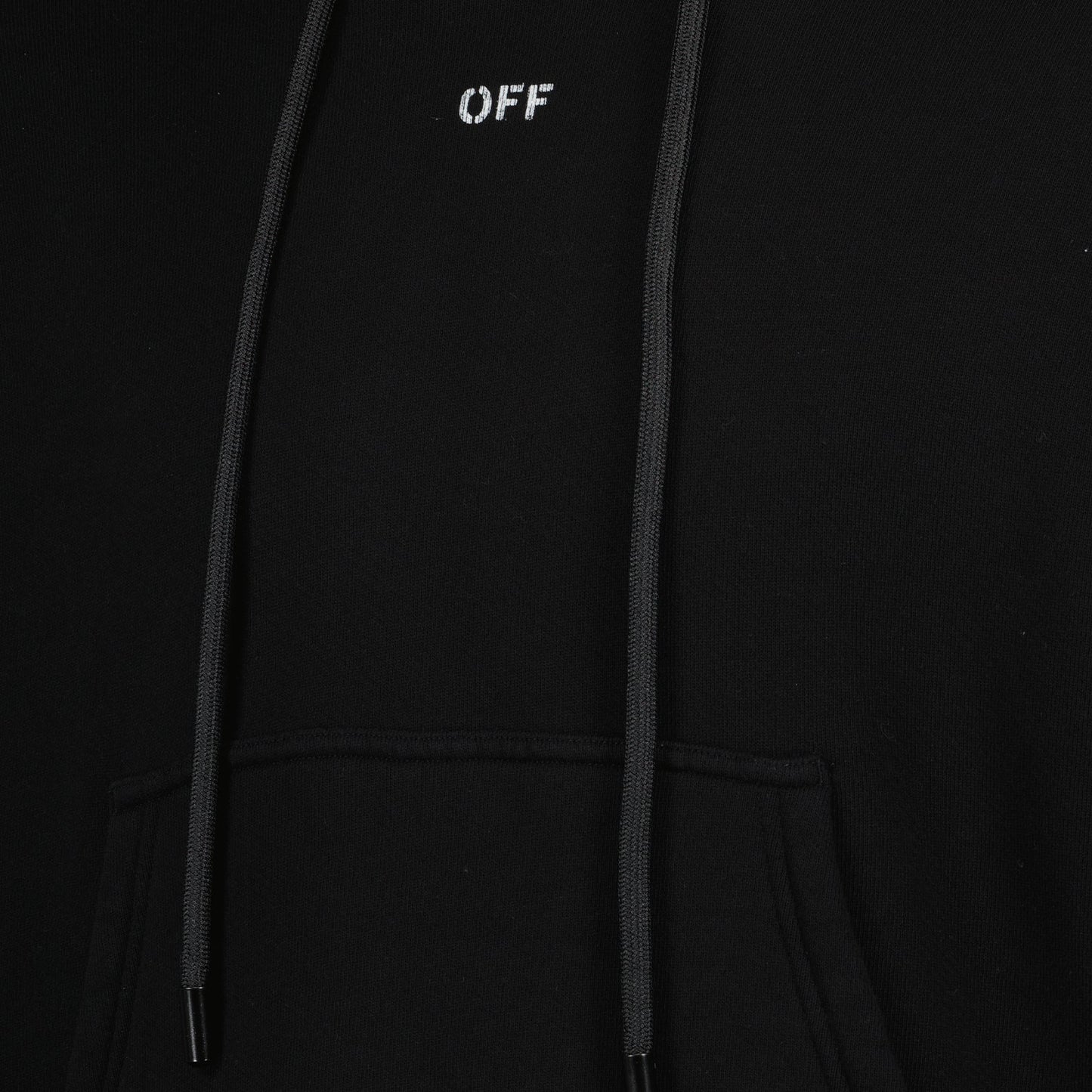 Off-White hoodie, black hooded sweatshirt, luxury streetwear, Off Stamp sweatshirt, designer menswear