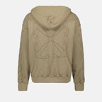 베이지 스웨트 후드 오프 스티치