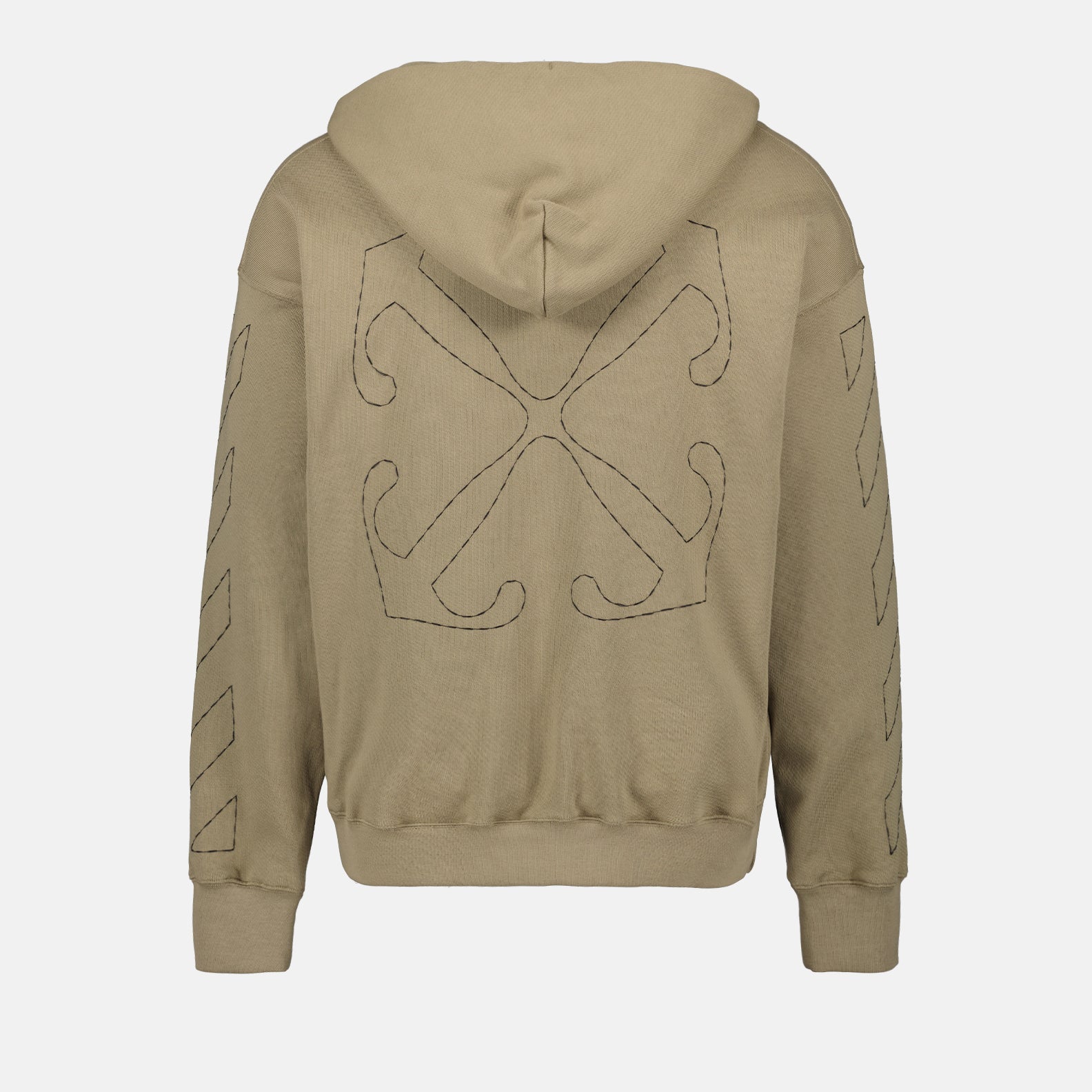 베이지 스웨트 후드 오프 스티치