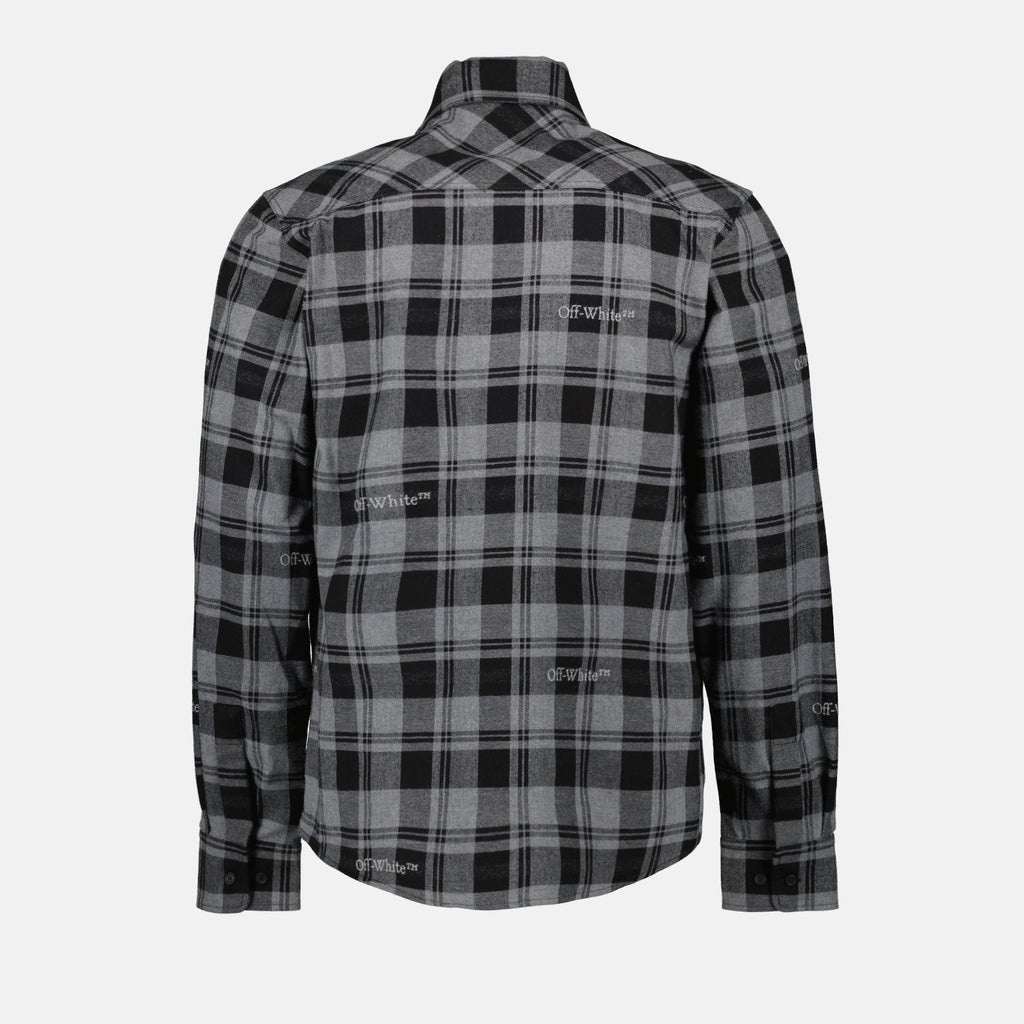 grey flannel shirt, Off-White clothing, luxury check shirt, designer flannel, premium men's wear