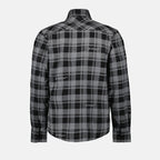 grey flannel shirt, Off-White clothing, luxury check shirt, designer flannel, premium men's wear