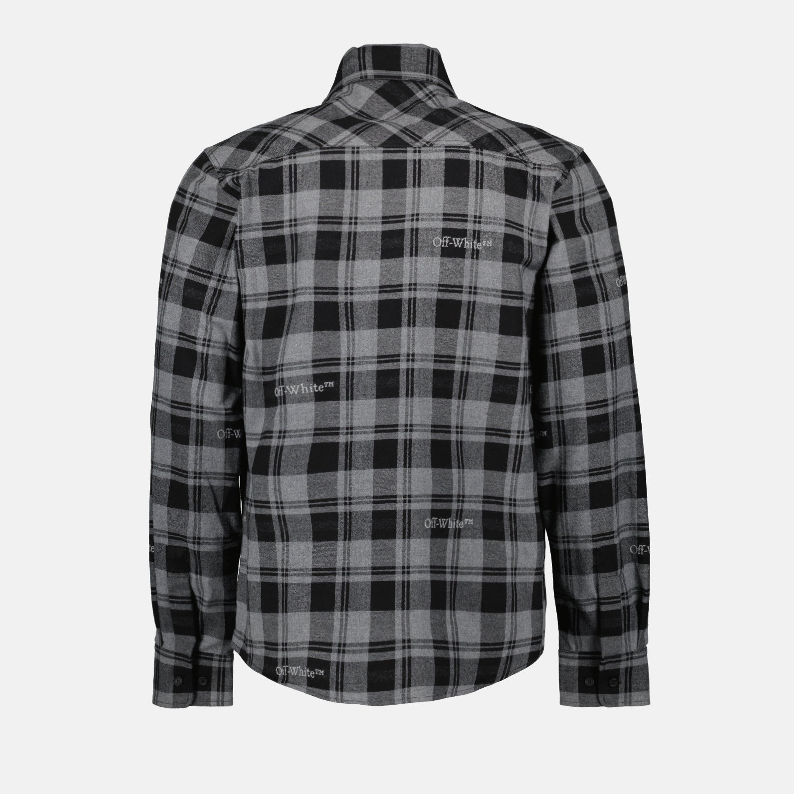 grey flannel shirt, Off-White clothing, luxury check shirt, designer flannel, premium men's wear