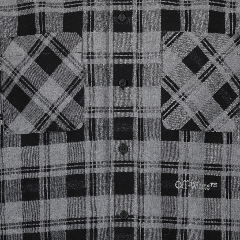 grey flannel shirt, Off-White clothing, luxury check shirt, designer flannel, premium men's wear