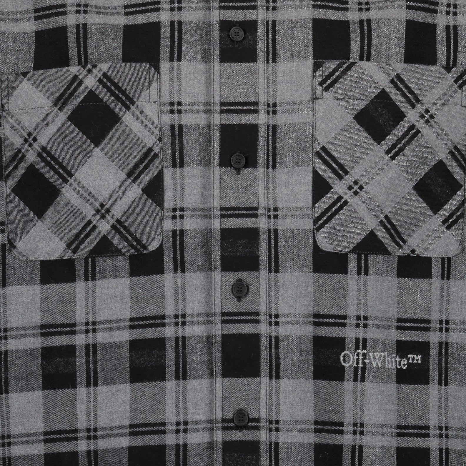 grey flannel shirt, Off-White clothing, luxury check shirt, designer flannel, premium men's wear
