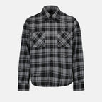 grey flannel shirt, Off-White clothing, luxury check shirt, designer flannel, premium men's wear