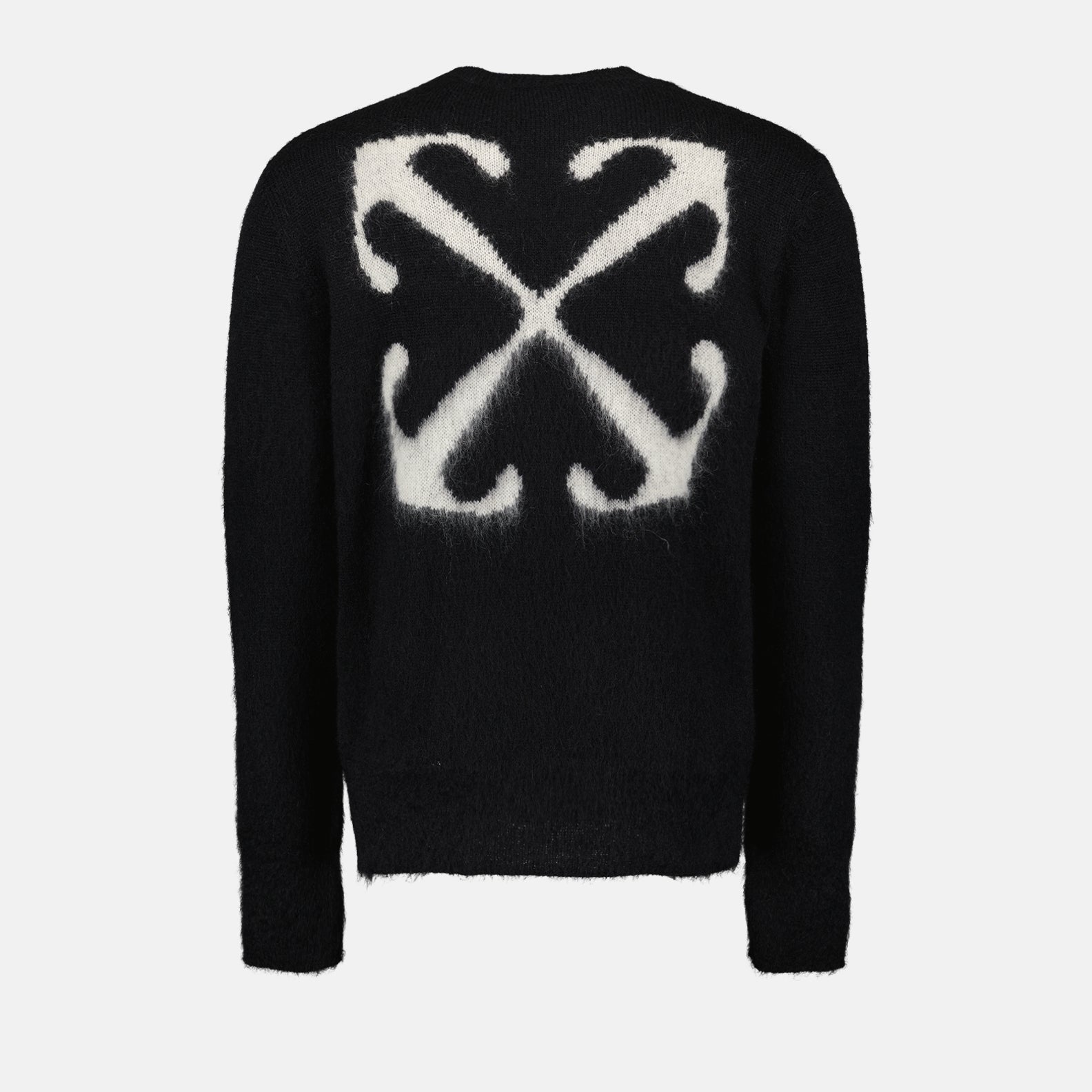 Off-White, luxury sweater, mohair sweater, black arrow sweater, upscale fashion