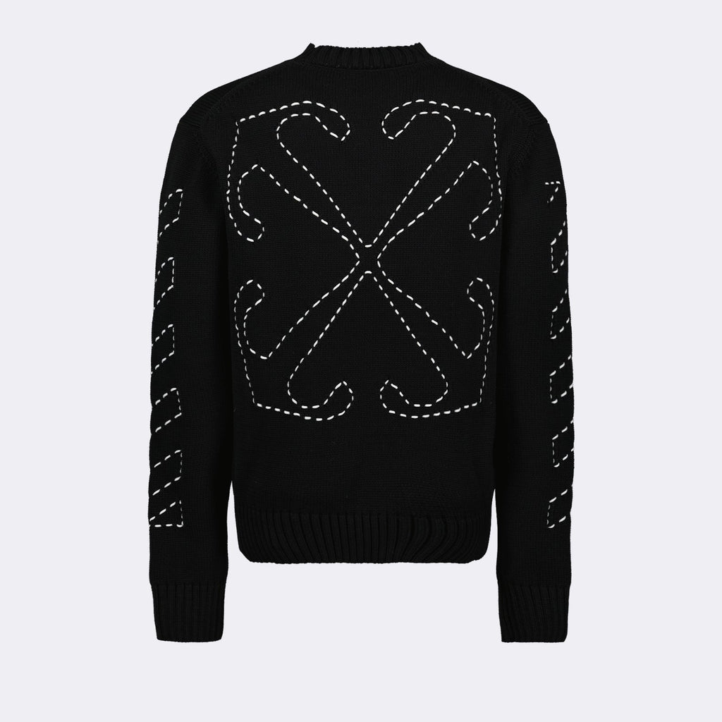 Arrow Stitch Black Pullover