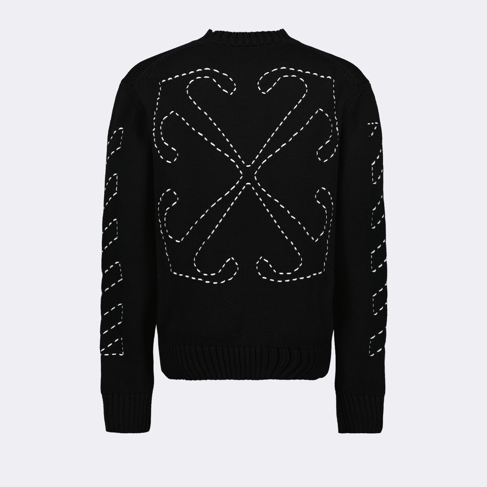 Off-White, Arrow Stitch Pullover, Luxury Menswear, Black Pullover, Designer Sweater