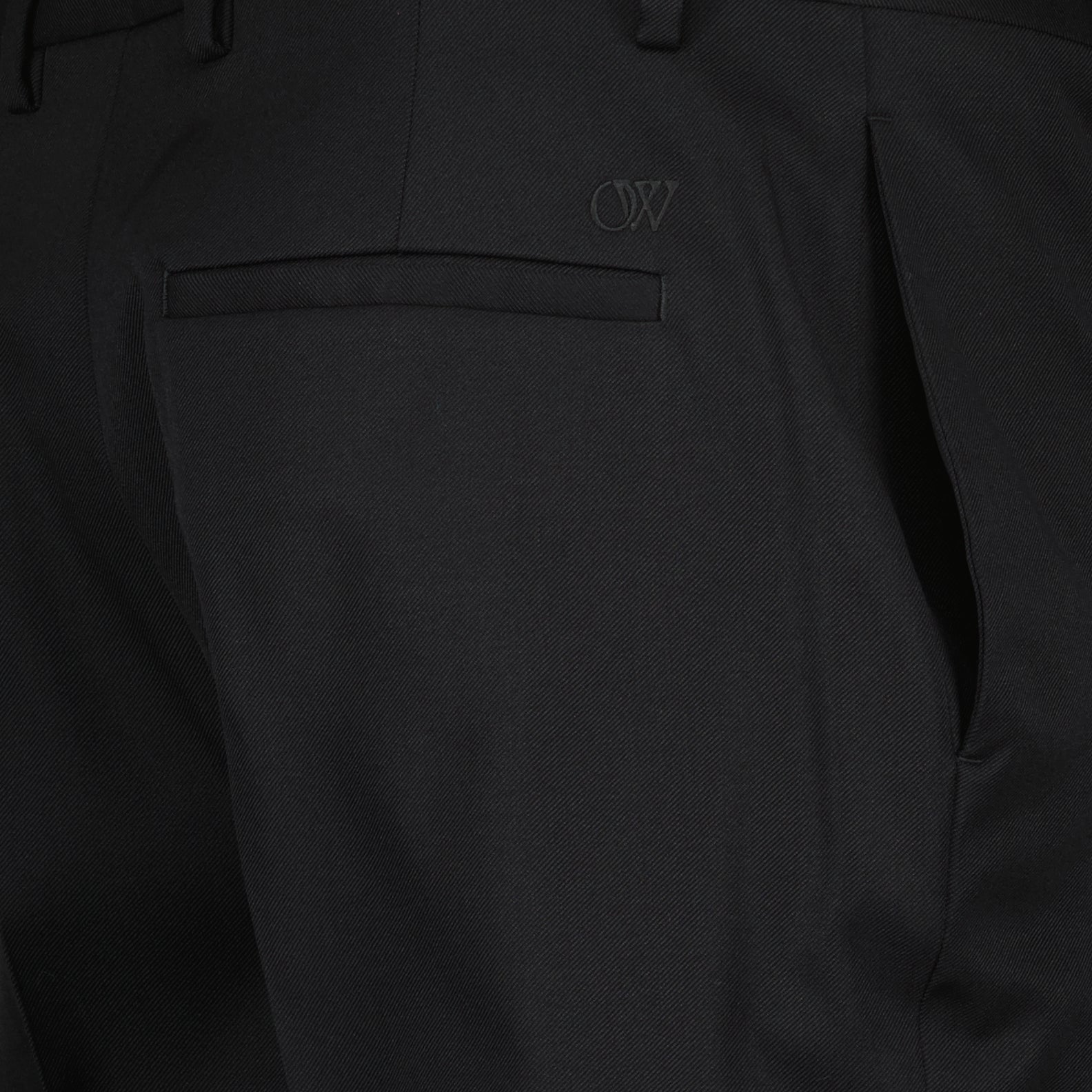 Calças Retas Elegantes de Lã Off-White Homem Preto