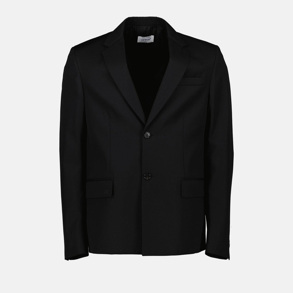 Blazer de lã sofisticado - Off-White - Homem - Preto