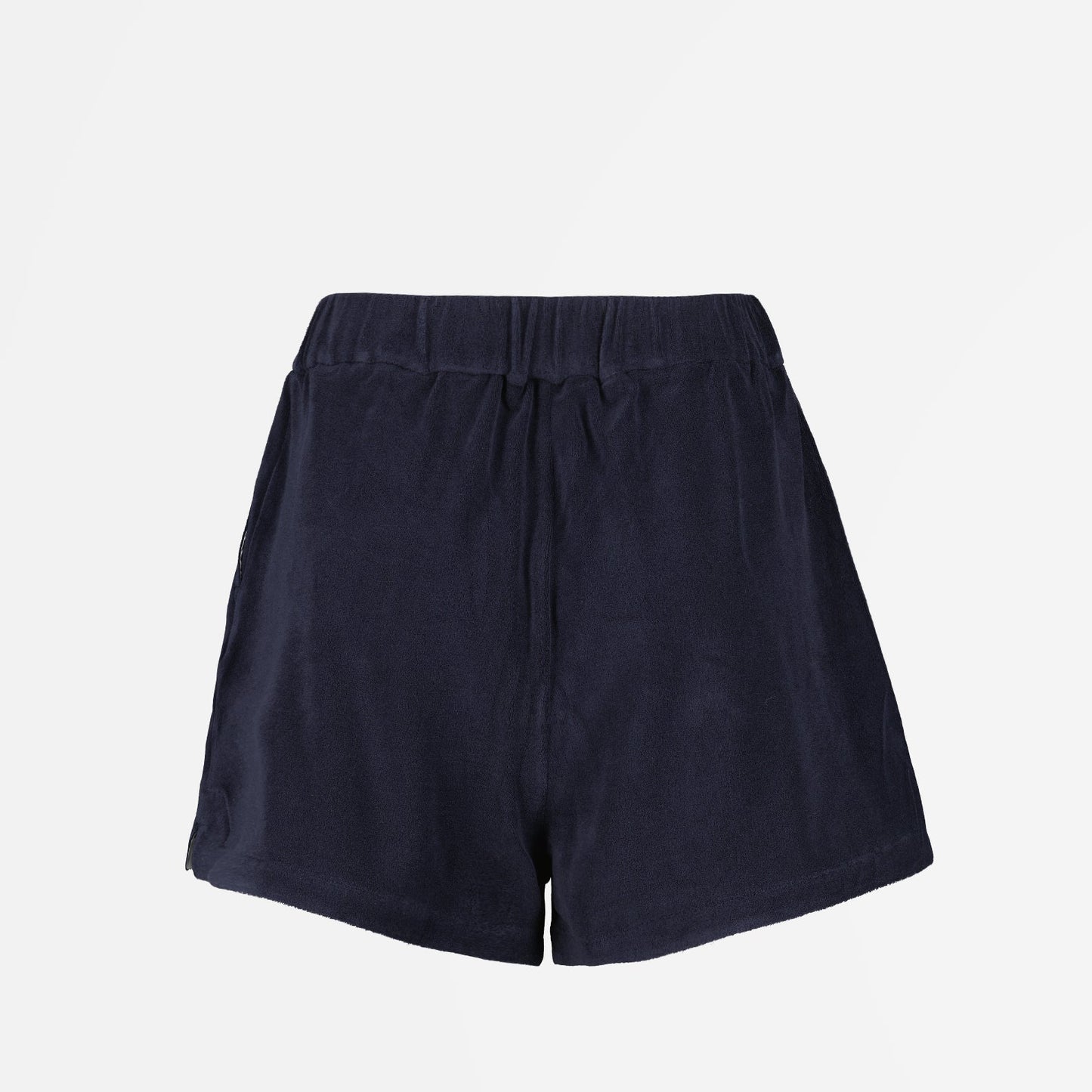 Moncler shorts, women's luxury shorts, blue terry cloth shorts, high-end women's fashion, comfortable stylish shorts