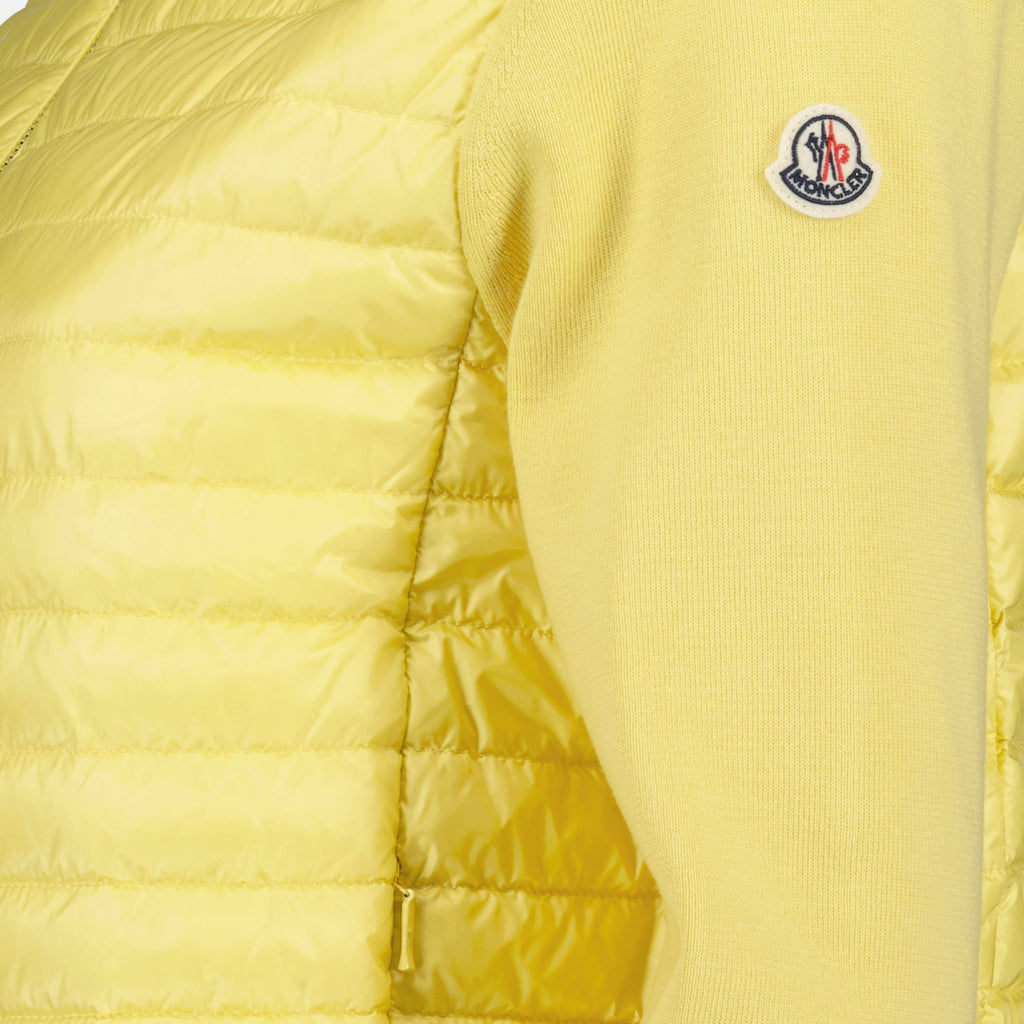 Moncler, Yellow Jacket, Women's Luxury Outerwear, Bi-material Jacket, Fashionable Women's Jackets