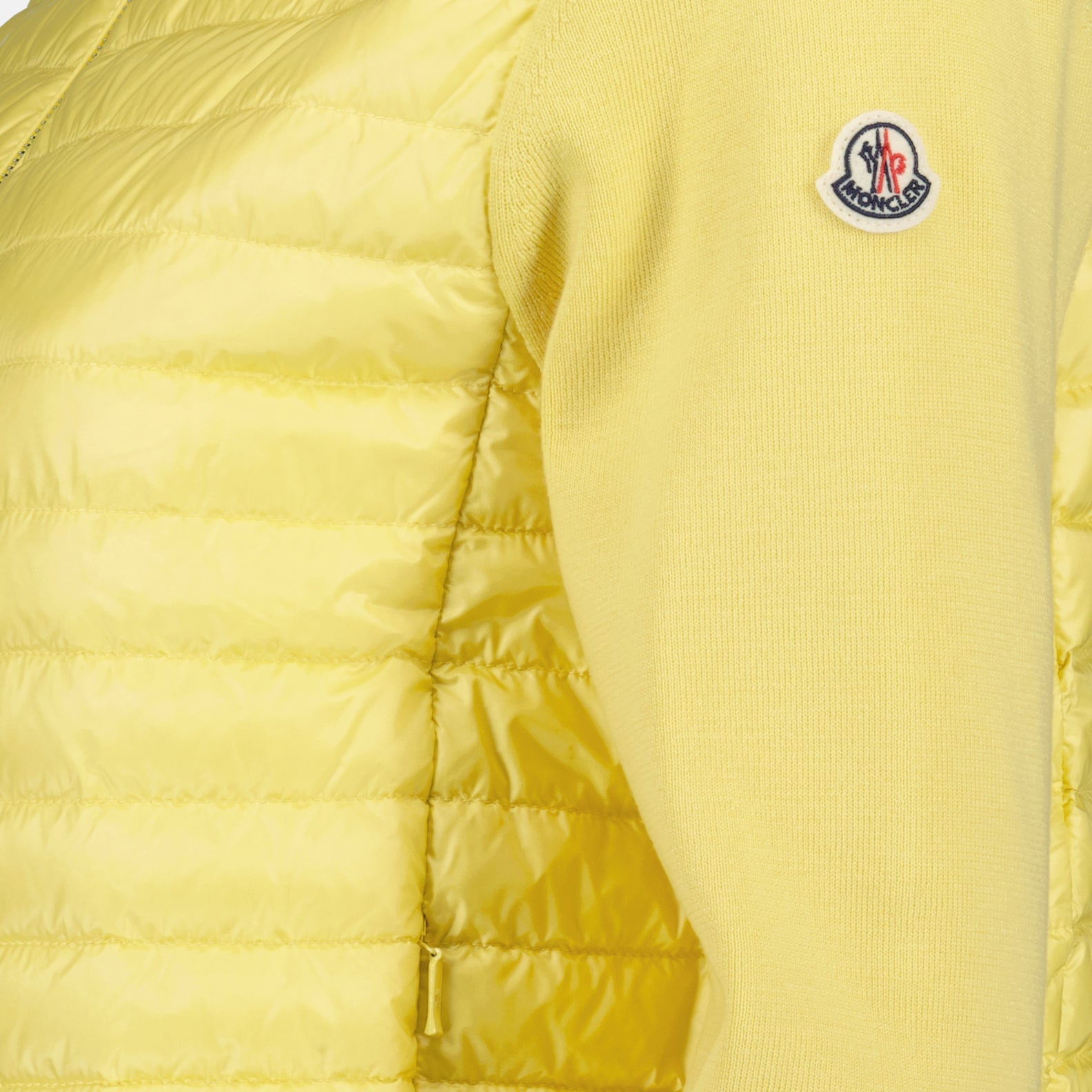 Moncler, Yellow Jacket, Women's Luxury Outerwear, Bi-material Jacket, Fashionable Women's Jackets