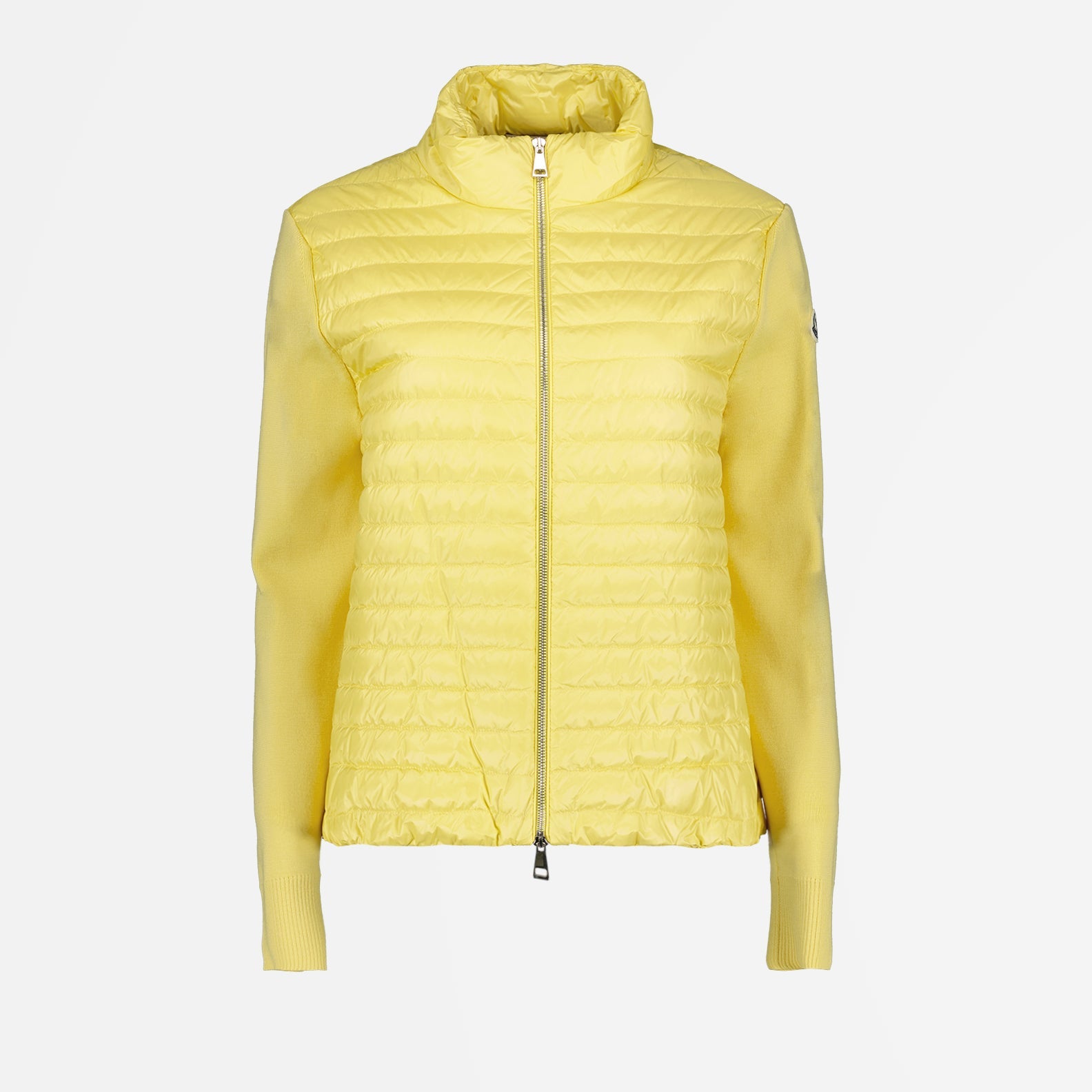 Moncler, Yellow Jacket, Women's Luxury Outerwear, Bi-material Jacket, Fashionable Women's Jackets