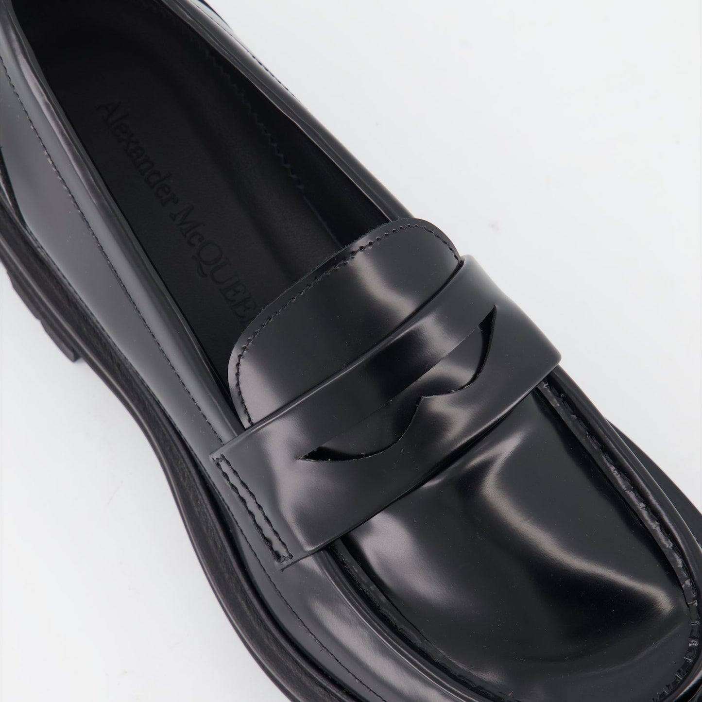 Alexander McQueen loafers, men's patent leather shoes, luxury moccasins, elegant men's footwear, high-end designer shoes