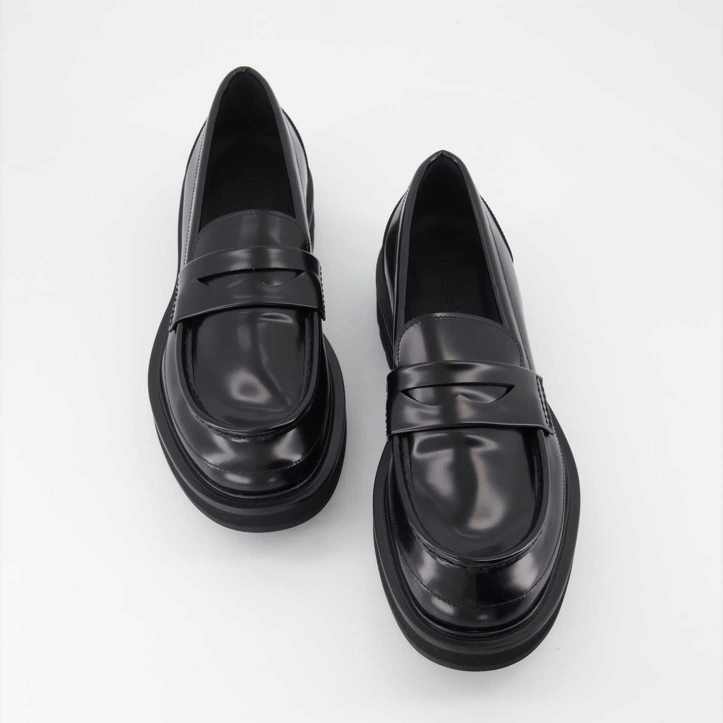 Alexander McQueen loafers, men's patent leather shoes, luxury moccasins, elegant men's footwear, high-end designer shoes