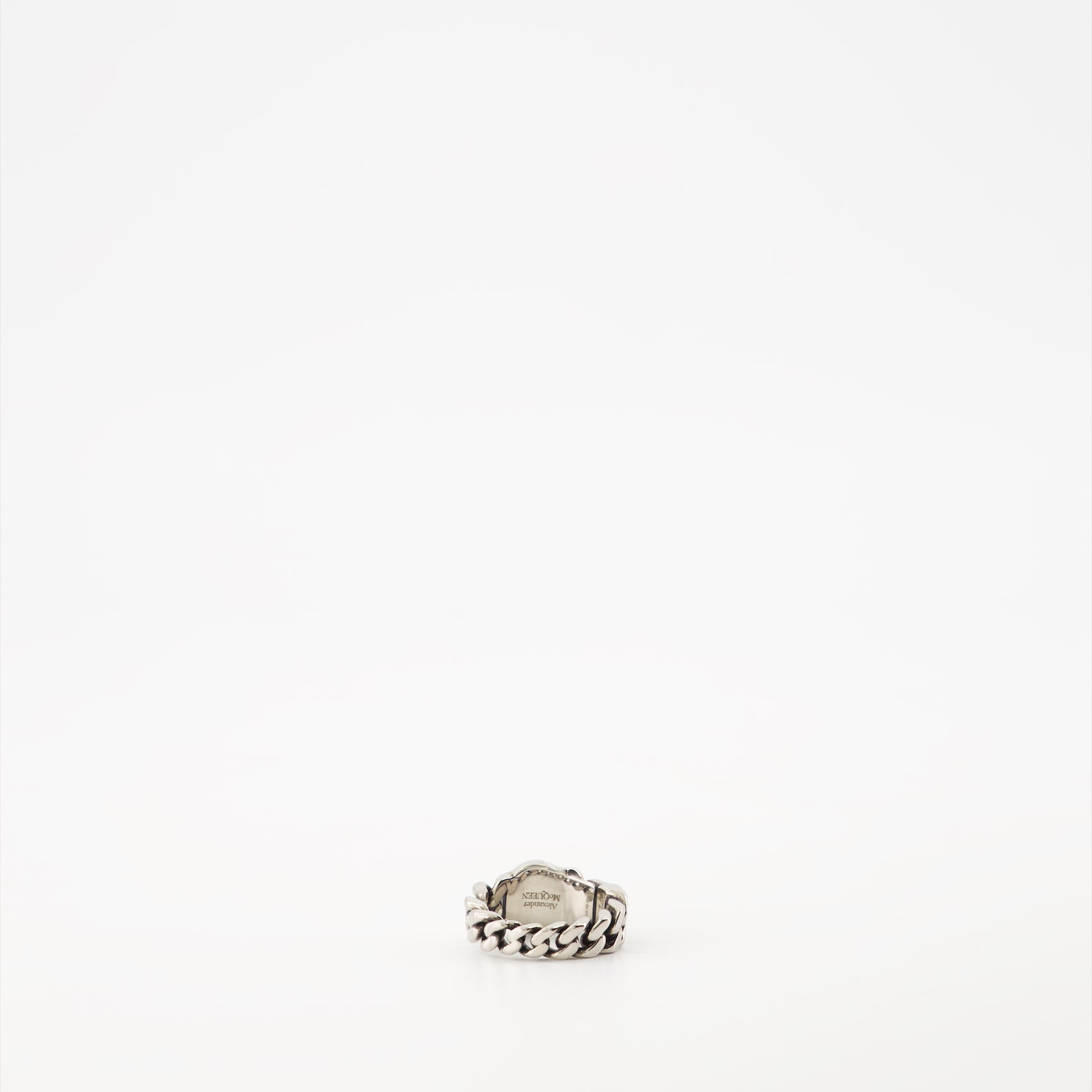 Skull ring, Alexander McQueen ring, chain-link jewelry, luxury accessories, statement ring