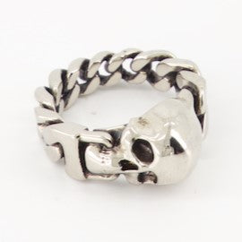 Skull ring, Alexander McQueen ring, chain-link jewelry, luxury accessories, statement ring