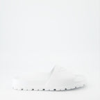 Prada men's slides, luxury men's footwear, designer slides, Prada logo slides, summer footwear