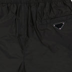 Re-Nylon swim shorts, Prada, luxury swimwear, triangle logo, designer swim shorts