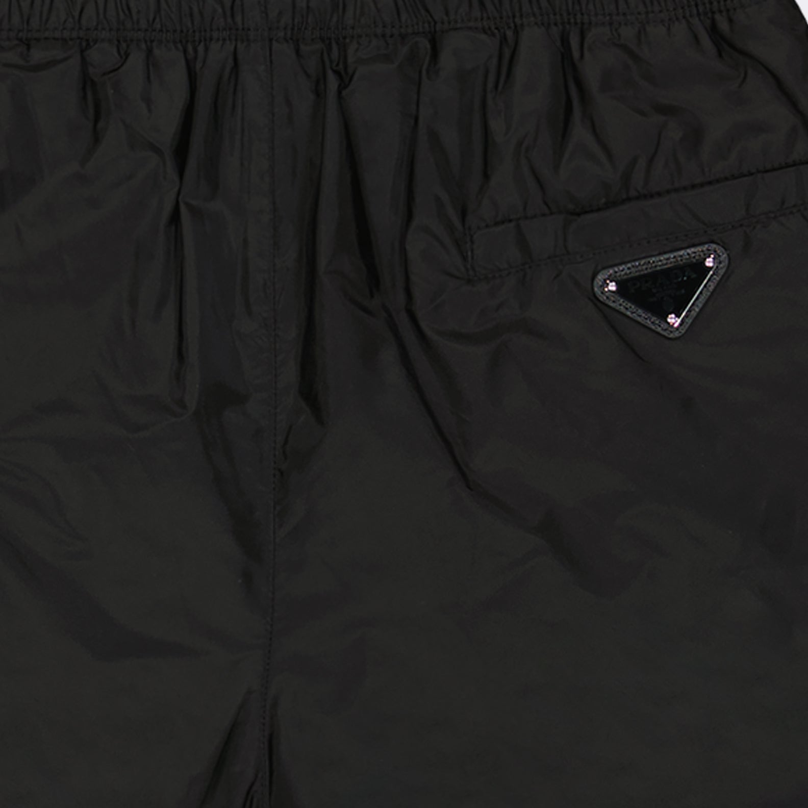 Re-Nylon swim shorts, Prada, luxury swimwear, triangle logo, designer swim shorts