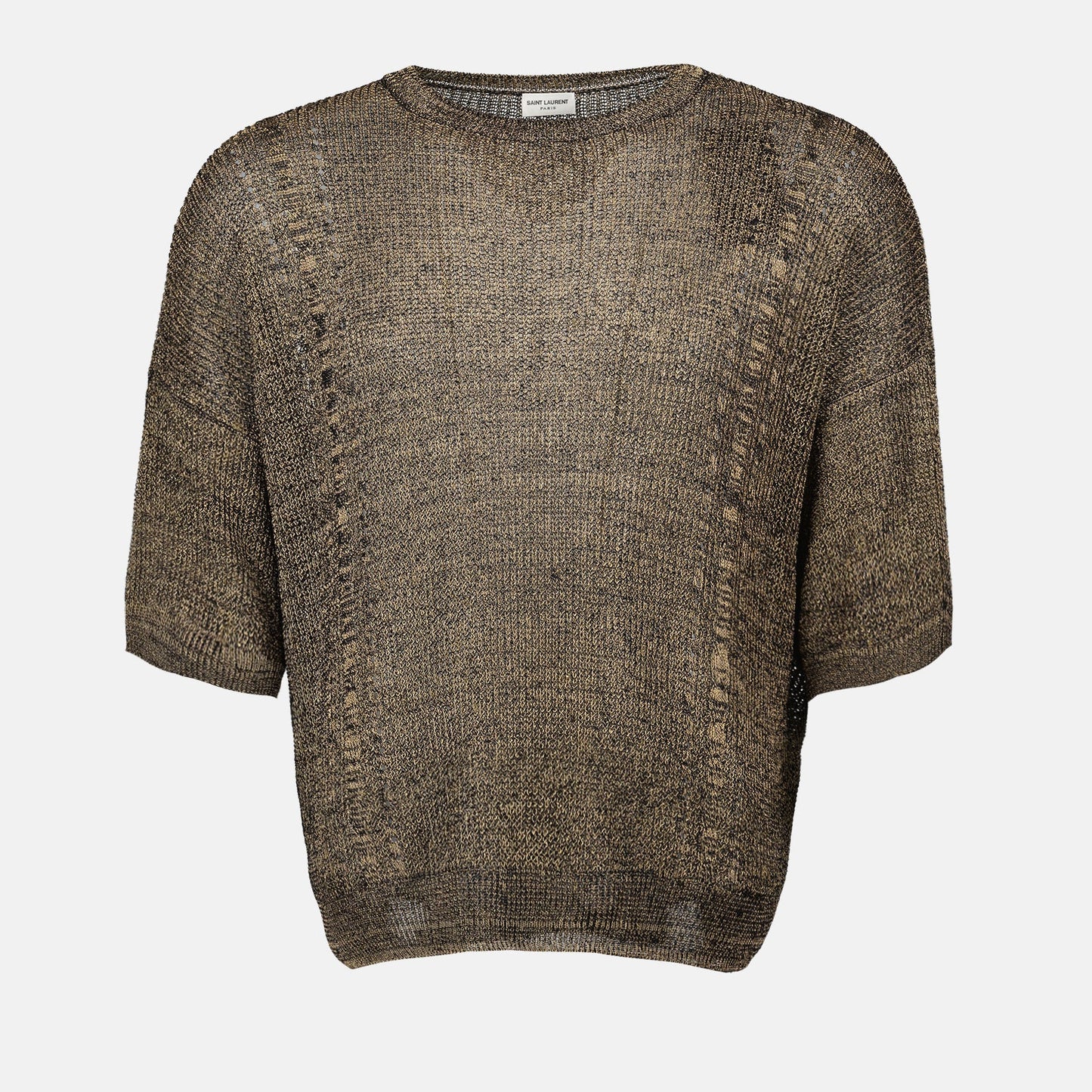 Saint Laurent, Men's luxury T-shirt, Brown knitted T-shirt, Designer men's clothing, Premium knitwear