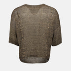 Image d'un T-shirt en tricot marron de Saint Laurent pour hommes - Saison Printemps-Été 2023 - Vue des détails du produit 1