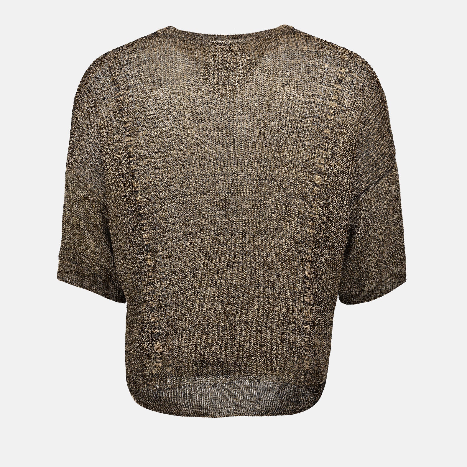 Imagen de una camiseta de punto marrón de Saint Laurent para hombres - Temporada Primavera-Verano 2023 - Vista de los detalles del producto 1