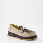 Fendi moccasins, luxury men’s footwear, O'Lock design, beige brown moccasins, designer men’s shoes